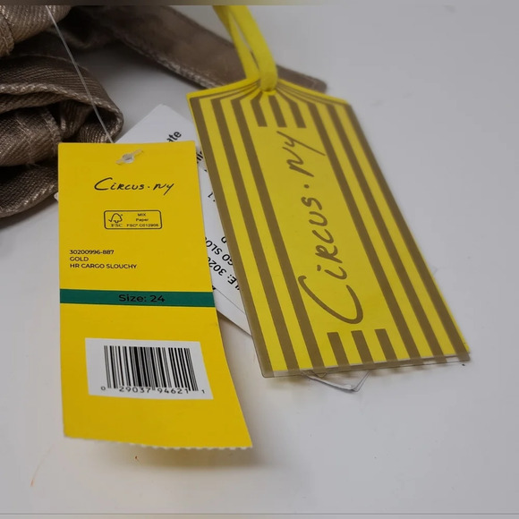 NWT Circus NY Slouchy Cargo Jeans Gold Metallic High waist Wide Leg sz 24 - Picture 14 of 16